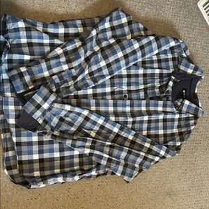 Haggar Navy and White Plaid Shirt